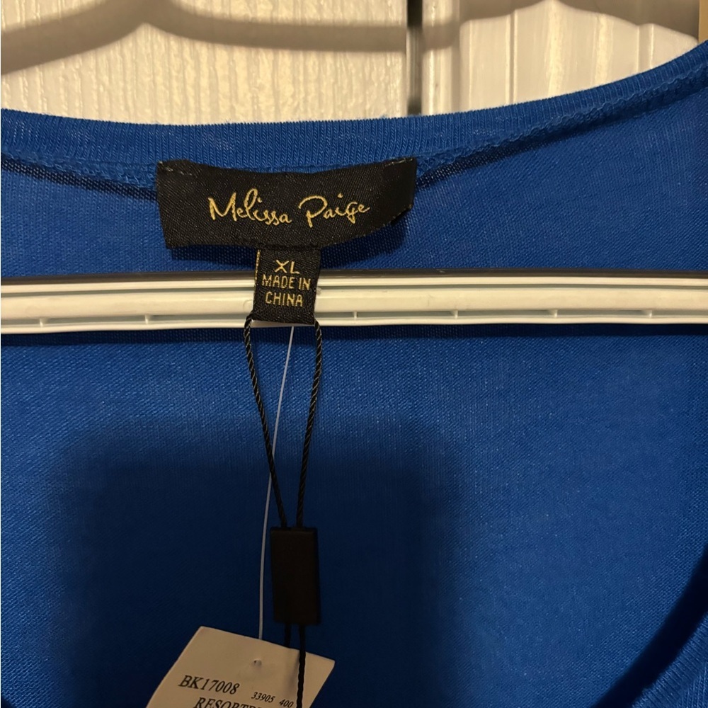 Melissa Paige Royal Blue Crochet Sleeve Tunic Size XL - Picture 2 of 6